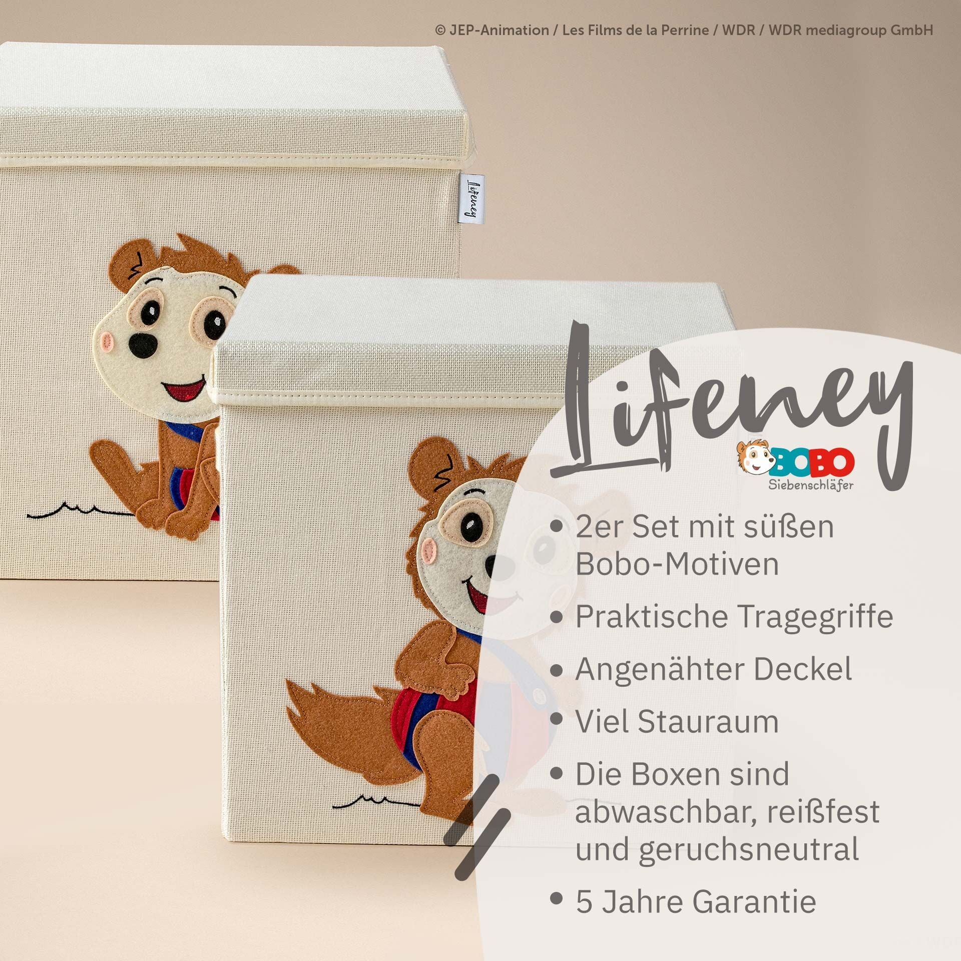 Oppbevaringsbokser sett Bobo 33x33x33 cm - Lifeney detalj av materiale
