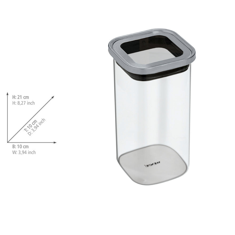 Oppbevaringsglass med lokk 1,4 L glass med silikontetning stablet