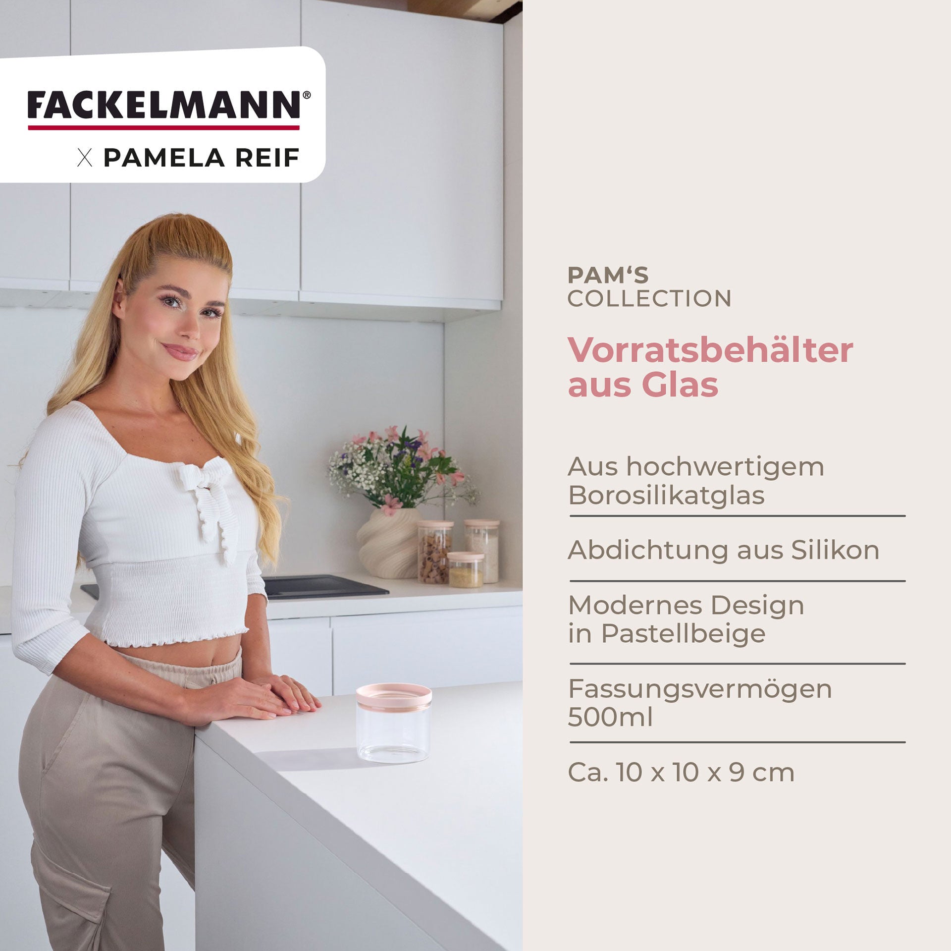 Oppbevaringsglass 500 ml stabelbart glass - Fackelmann nærbilde glass