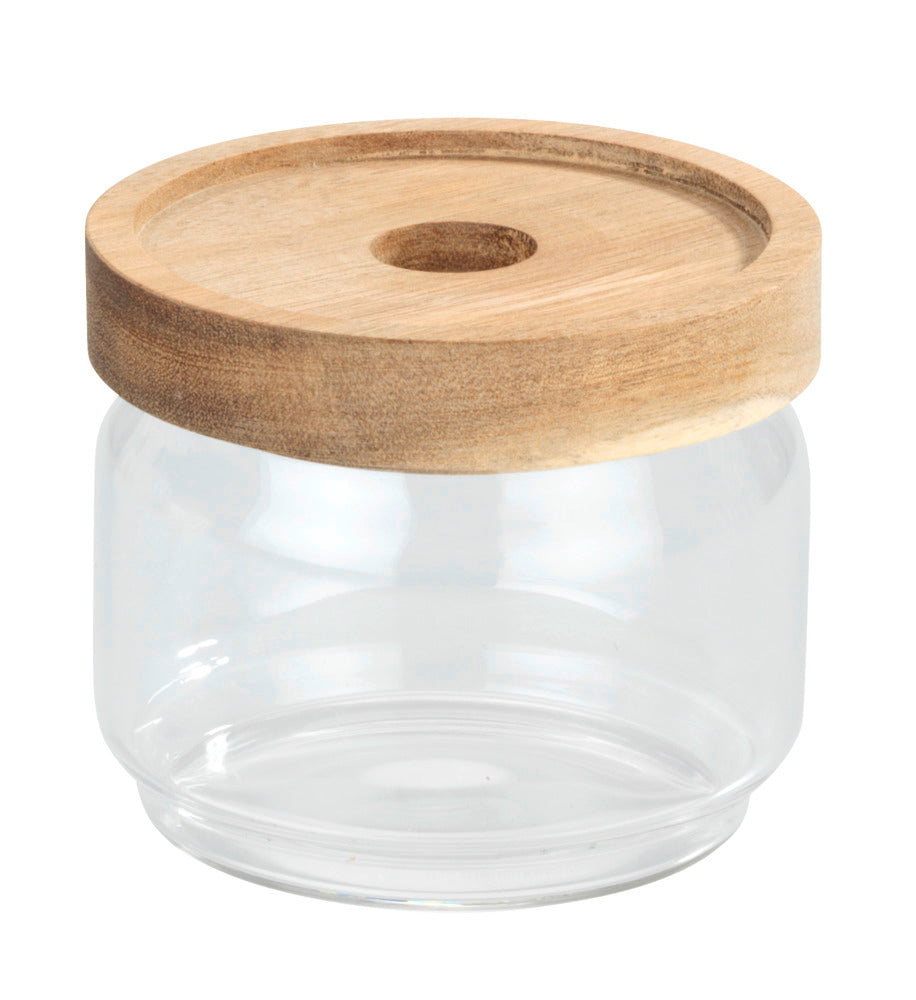 Oppbevaringsglass med lokk i akasietre 300 ml Vido forfra