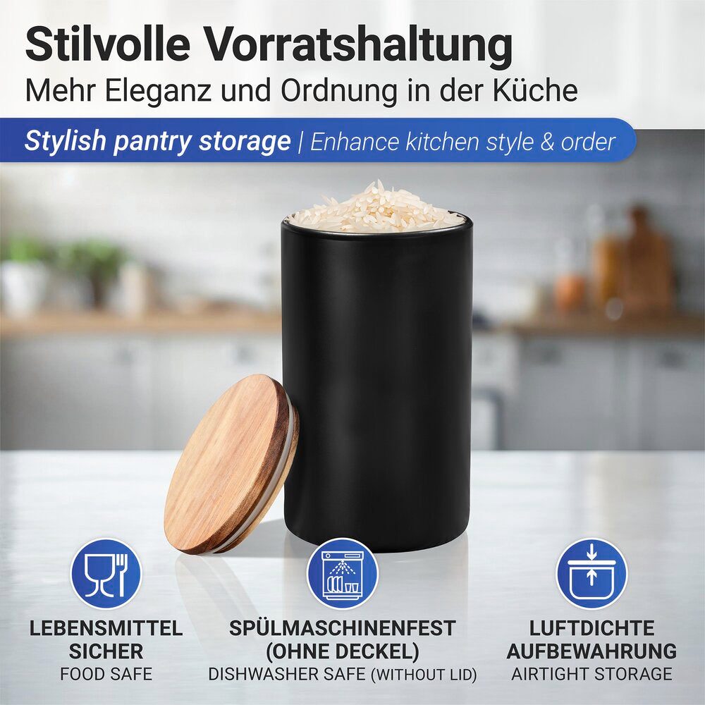 Oppbevaringsglass borosilikat 1,4 L svart - WENKO bakside