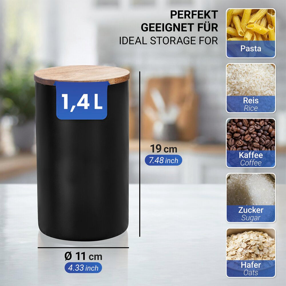 Detalj av Oppbevaringsglass borosilikat 1,4 L svart - WENKO