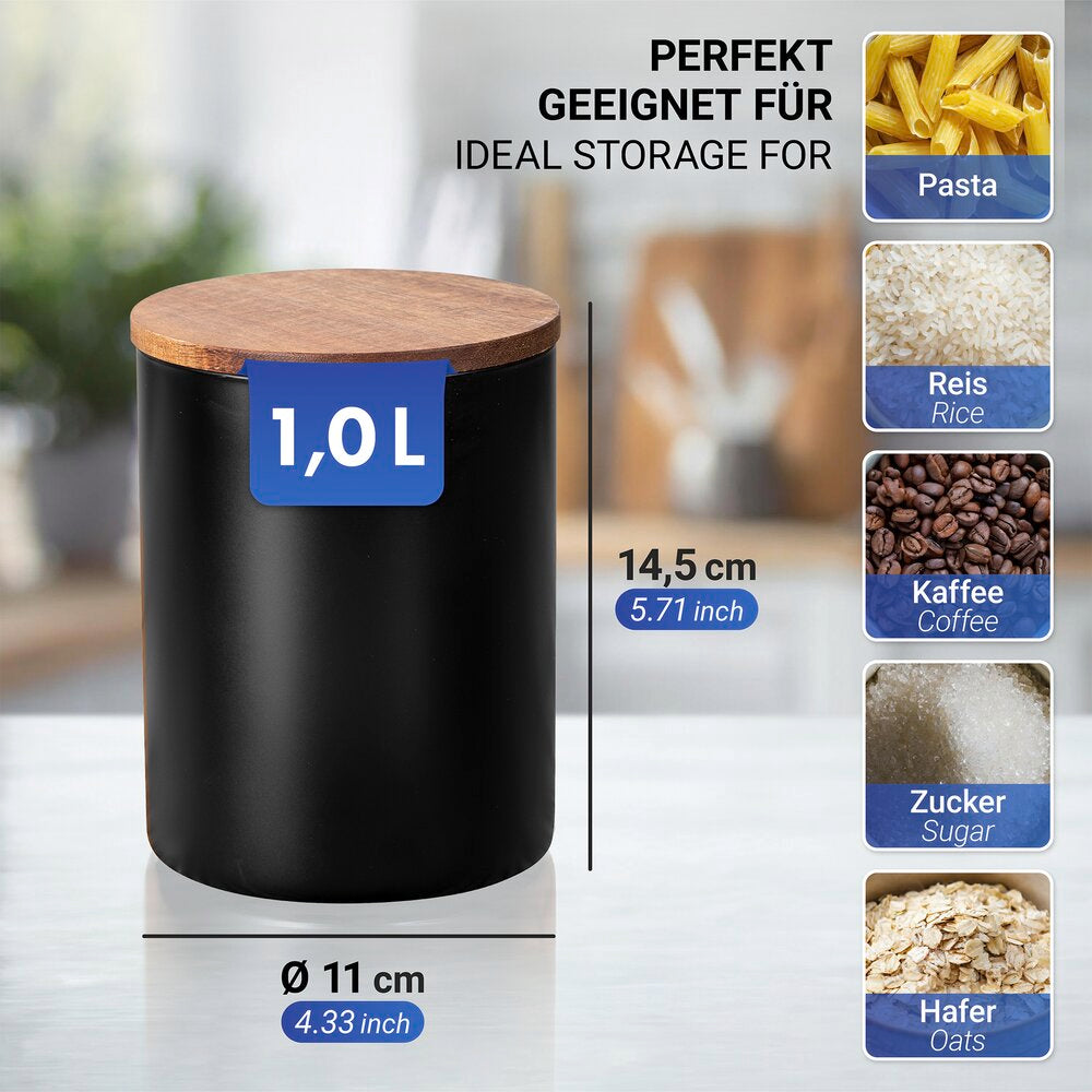 Detalj av oppbevaringsglass borosilikat Mio svart 1,0 L
