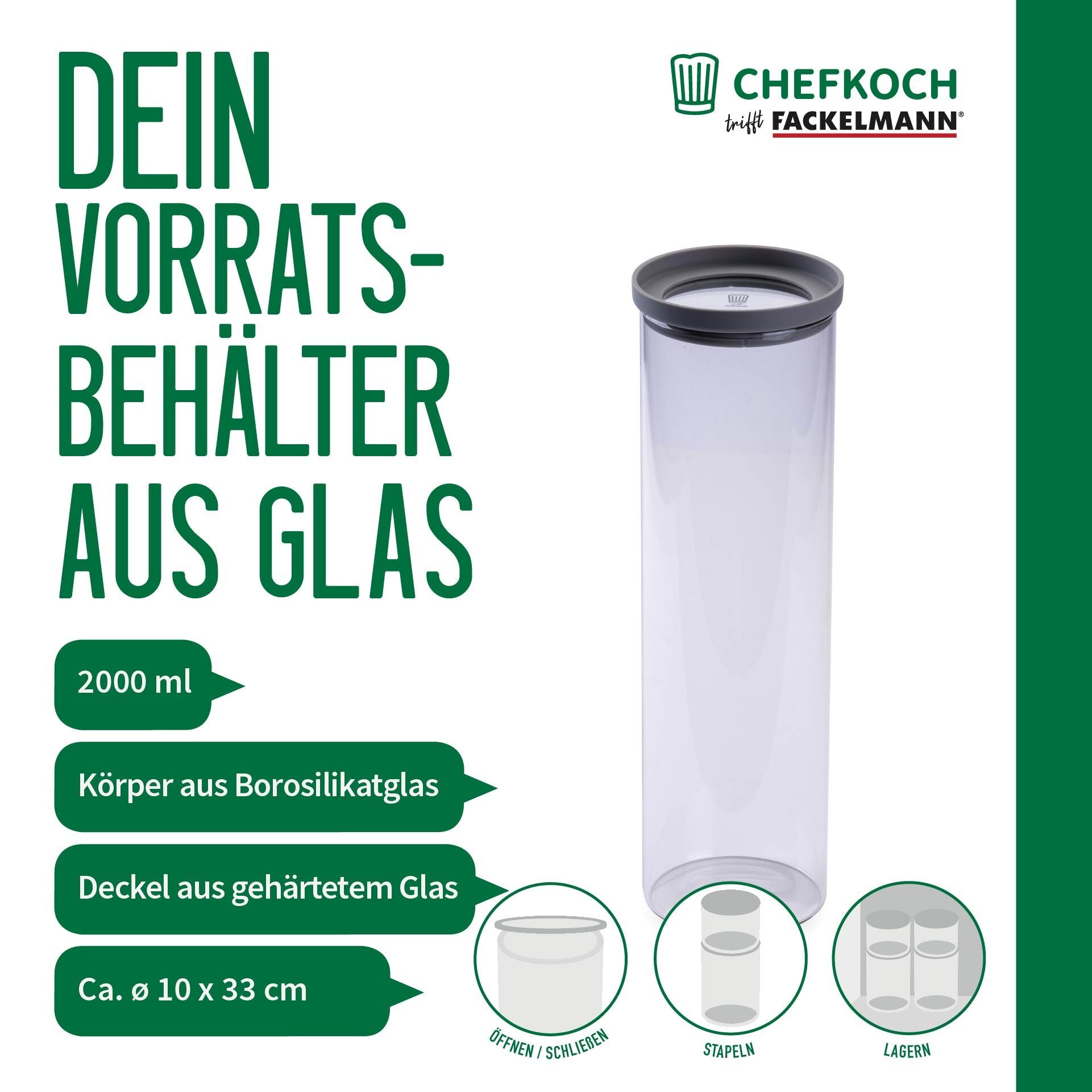 Oppbevaringsglass med glasslokk 2 L - Chefkoch trifft Fackelmann nærbilde av lokk