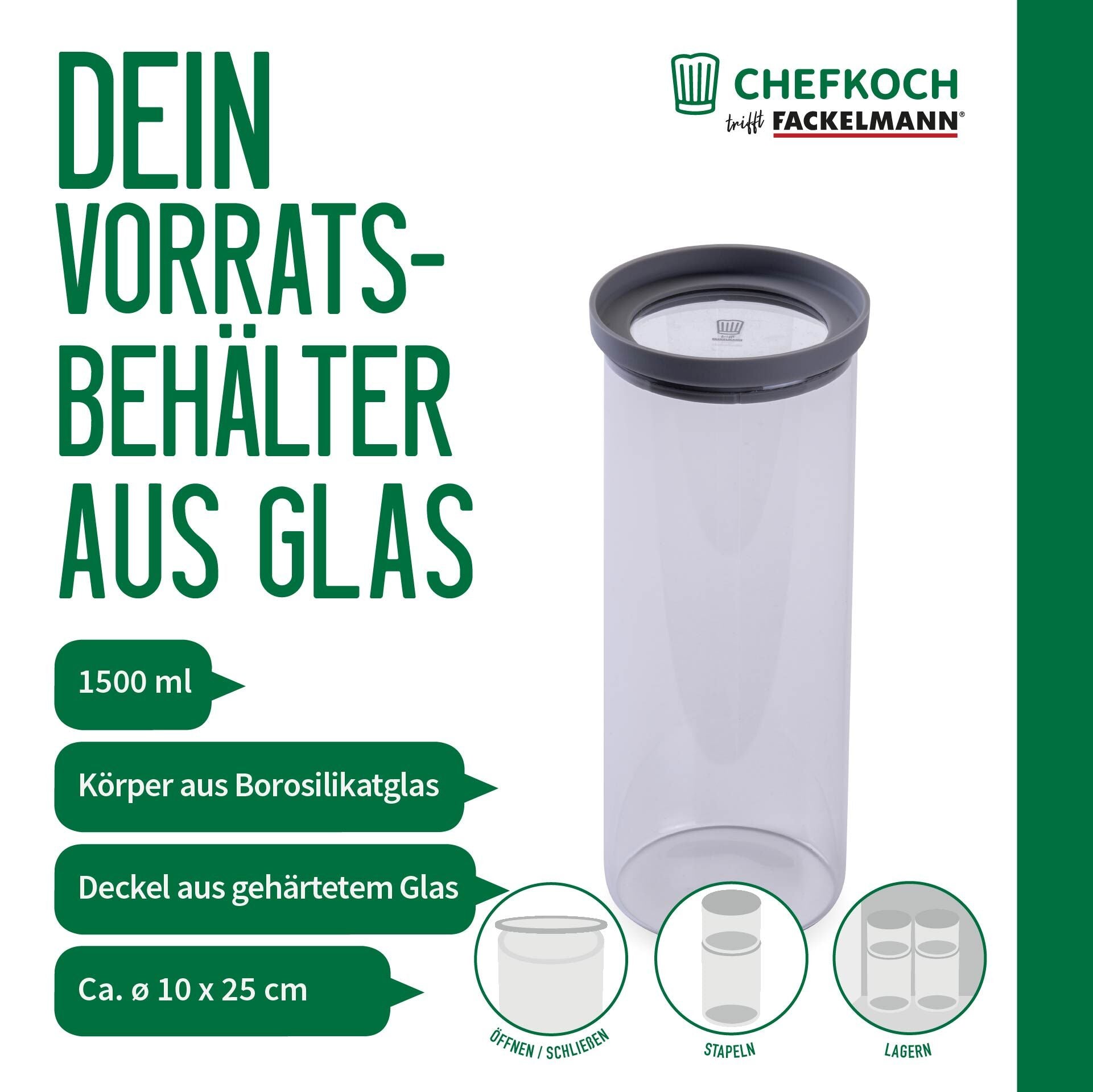 Oppbevaringsglass med glasslokk 1,5 L detalj av lokk
