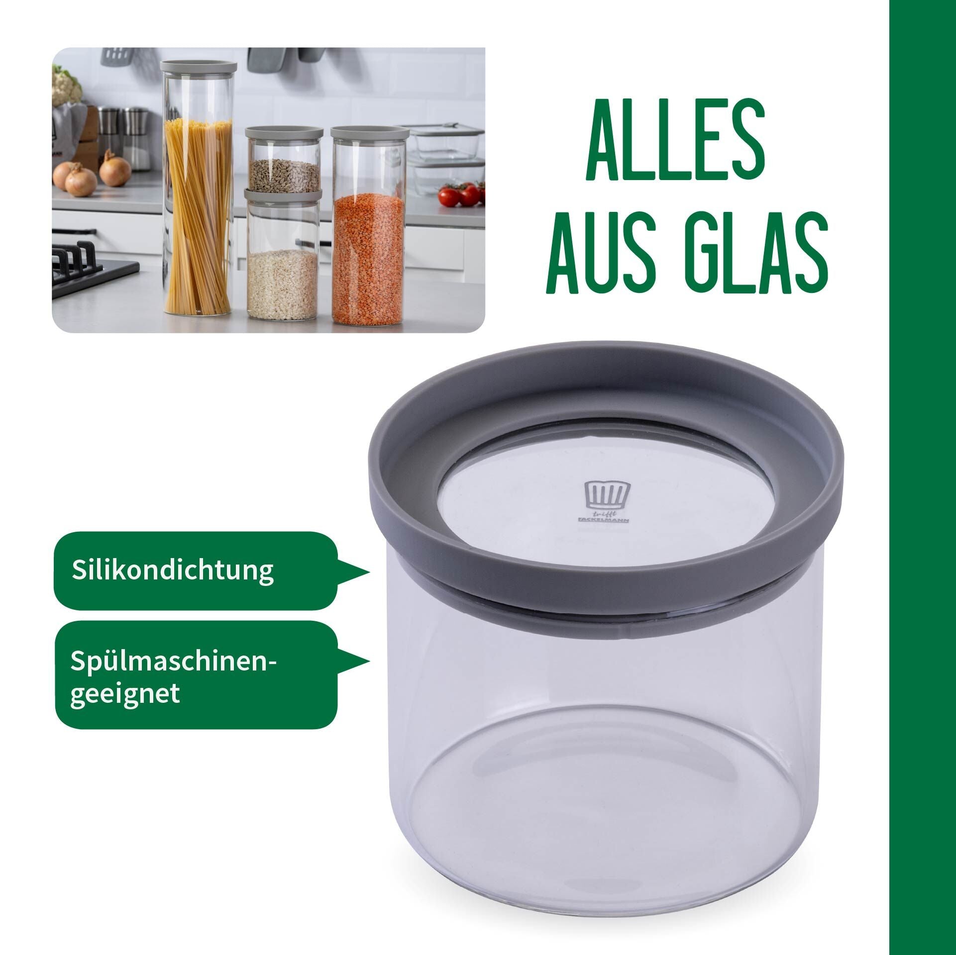 Stabel med Oppbevaringsglass med glasslokk 500 ml - Chefkoch trifft Fackelmann