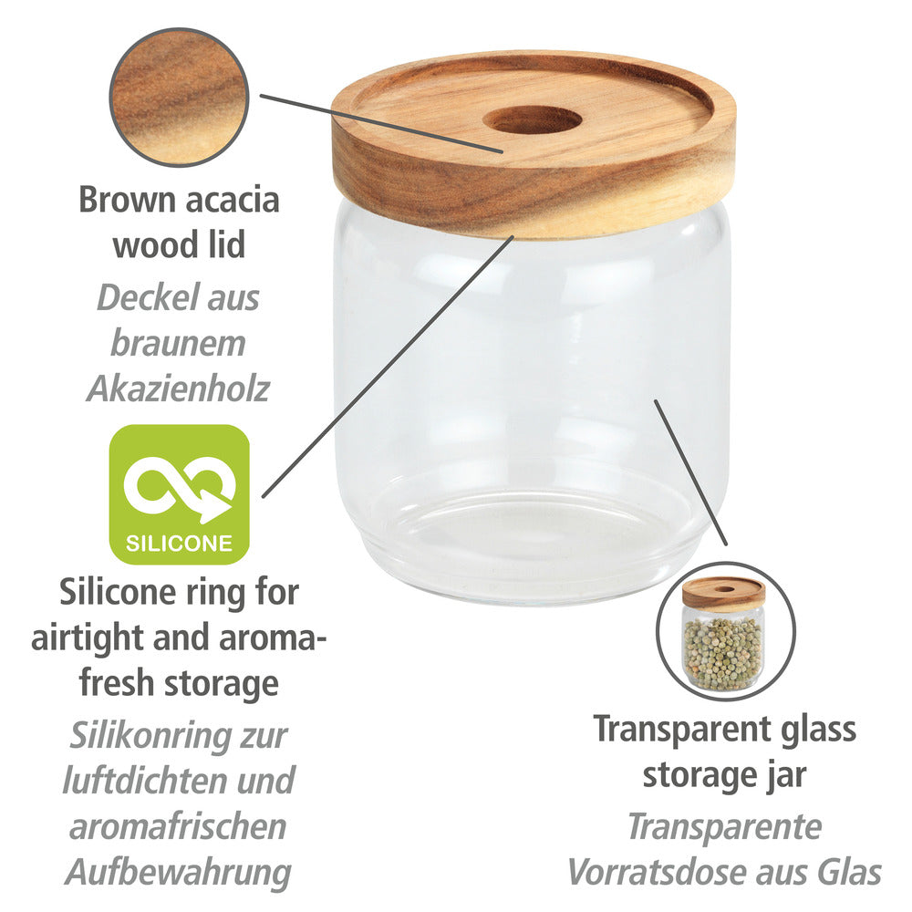 Oppbevaringsglass med lokk i akasietre 450 ml Vido - Wenko bakside