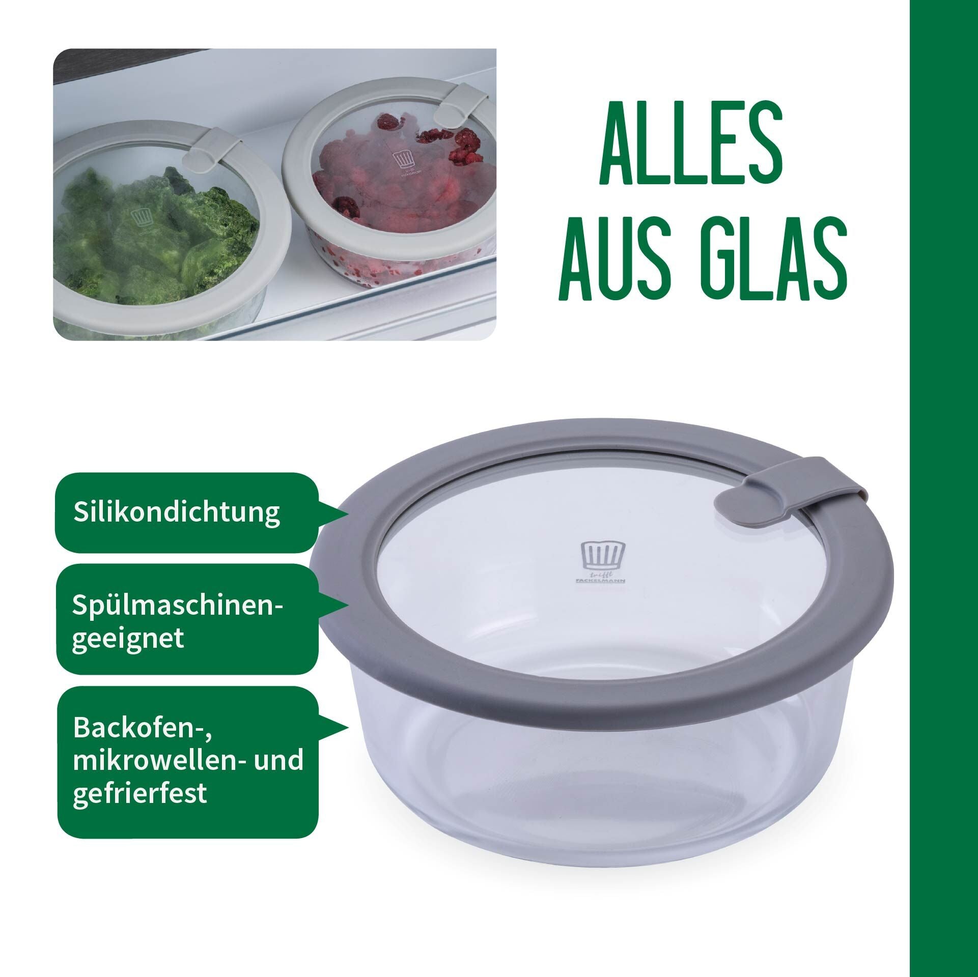 Oppbevaringsglass rund 600 ml med glasslokk montert i kjøkken