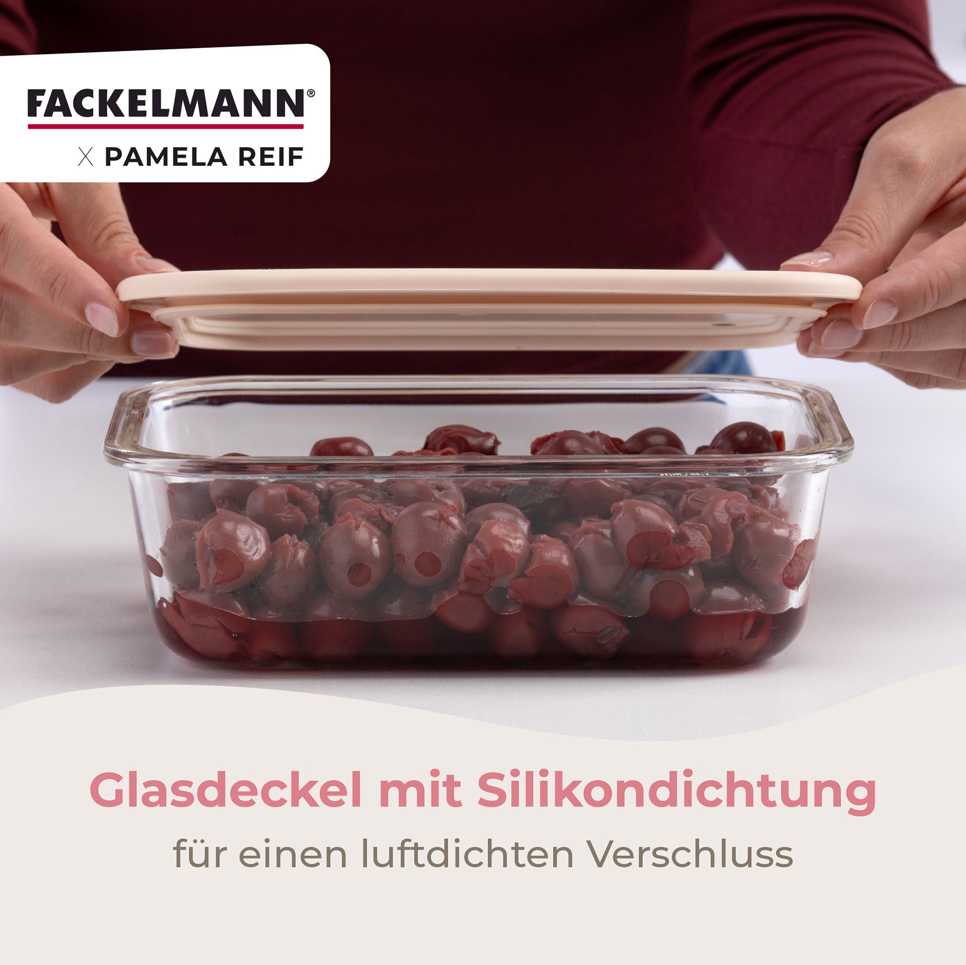 Oppbevaringsglass stabelbart 1050 ml med glasslokk ventildetalj
