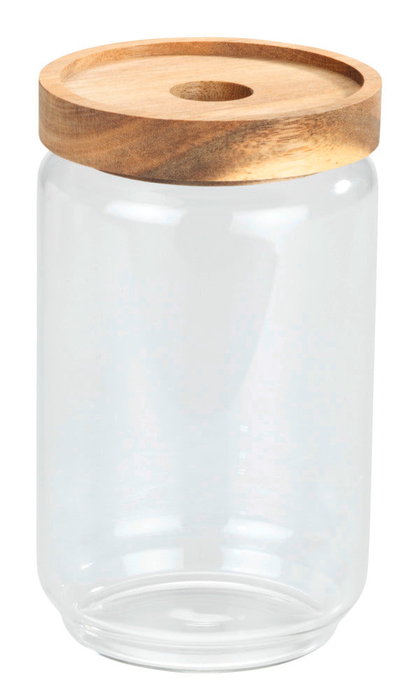 Oppbevaringsglass Vido 700 ml med lokk i akasietre forside