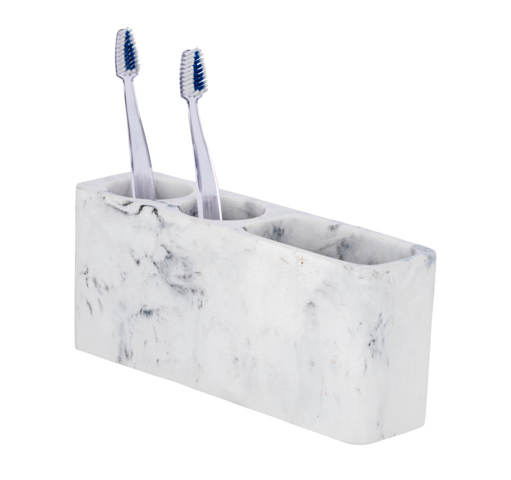 Oppbevaringsholder Desio marmor-look polyresin hvit forfra