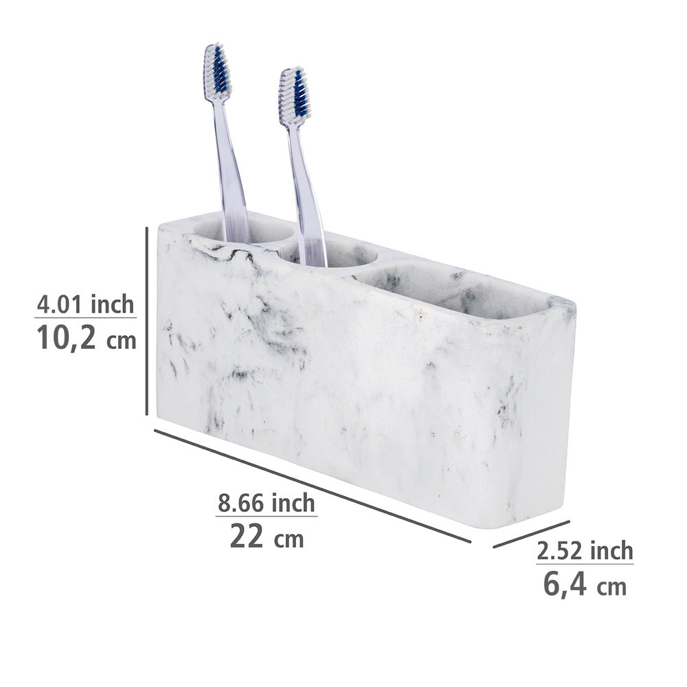 Oppbevaringsholder Desio marmor-look polyresin hvit detalj