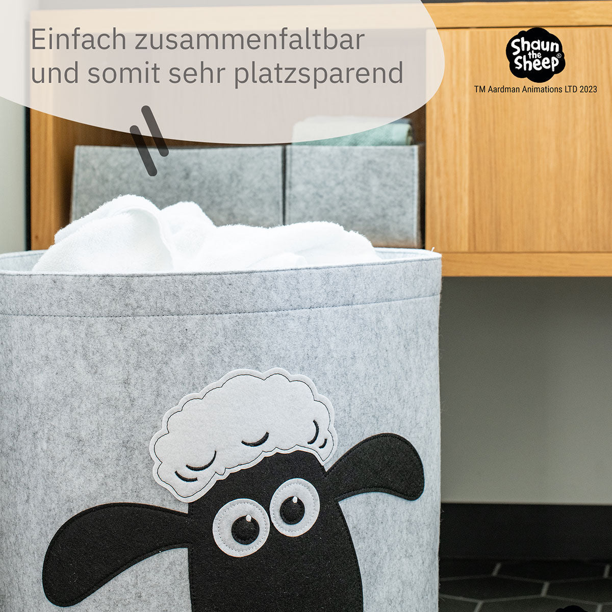 Oppbevaringskurv Shaun filt 43,5x46 cm foldet sammen
