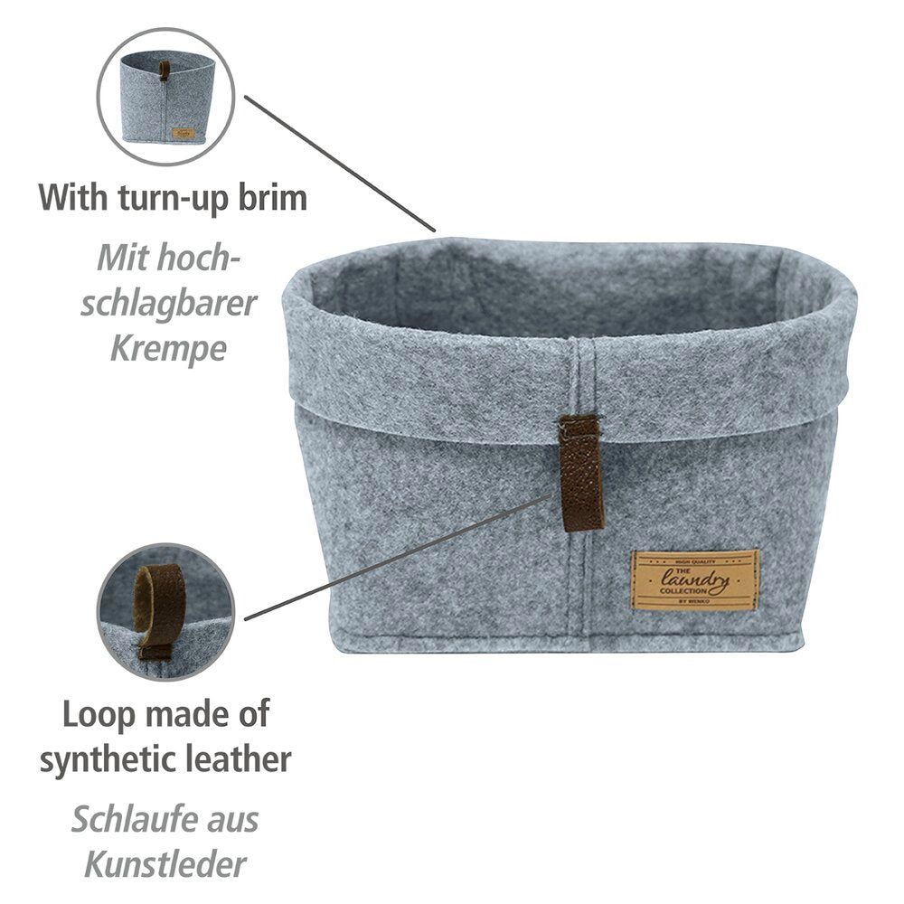 Oppbevaringskurver filt 5-delt sett (2x S, 2x M, 1x L) grå bakside