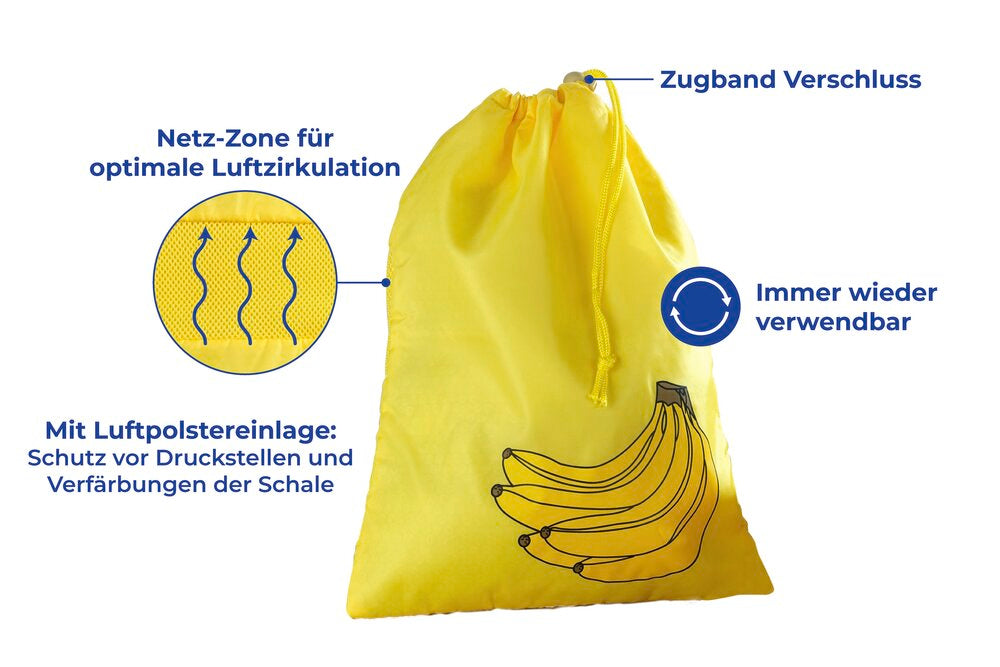 Montert Oppbevaringspose for bananer polyester ca. 1 kg - Wenko med bananer