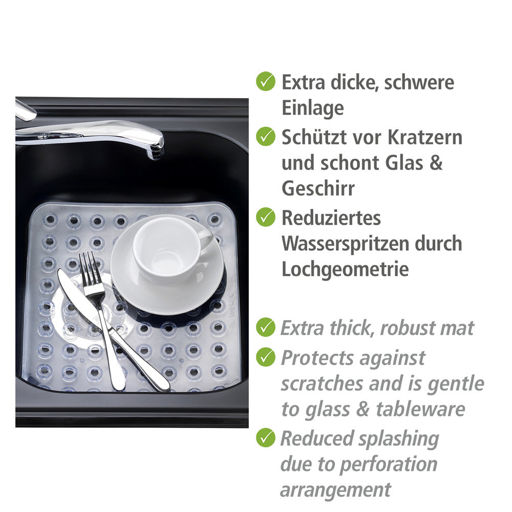 Oppvaskkummatte Kristall firkantet transparent - Wenko bakside