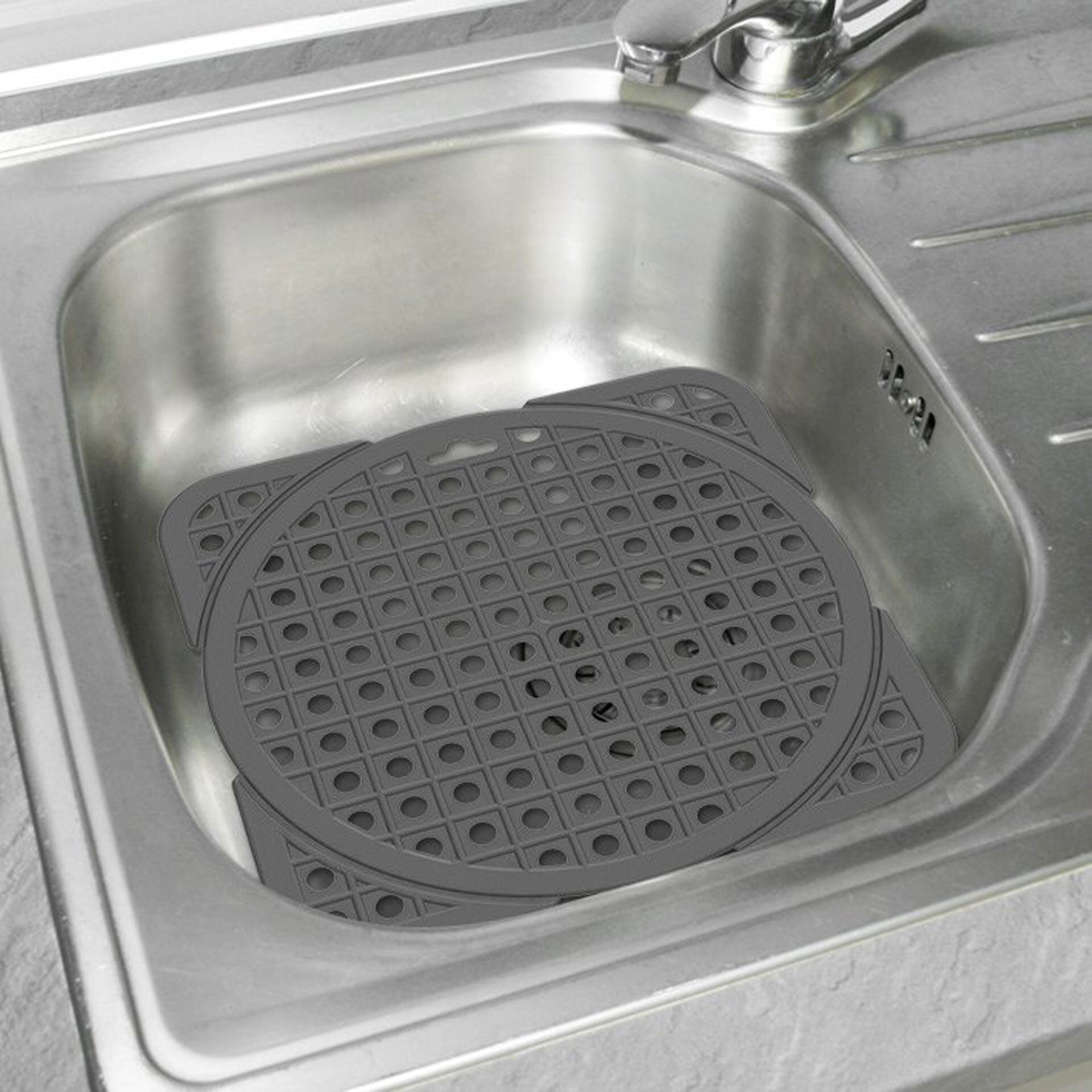 Oppvaskkummatte plast grå 30×30 cm - Fackelmann nærbilde