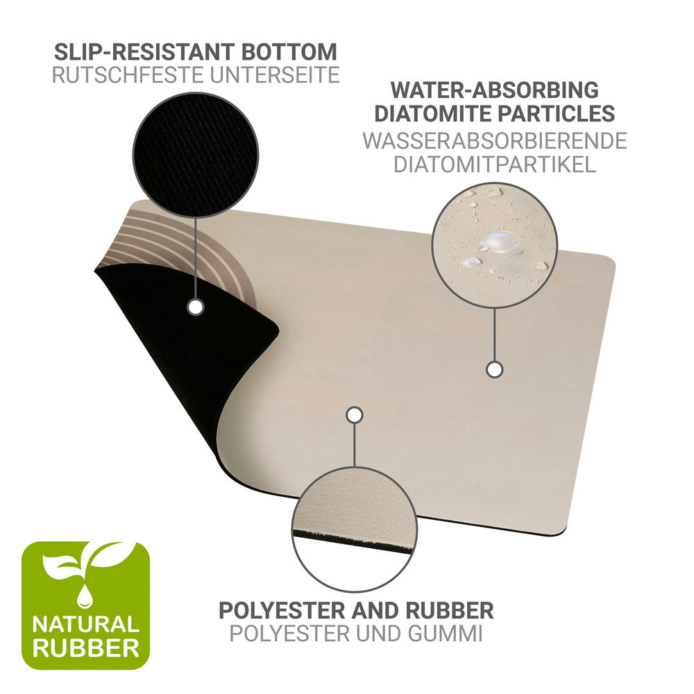 Oppvaskmatte beige gummi 50x40 cm vannavvisende nærbilde av materiale