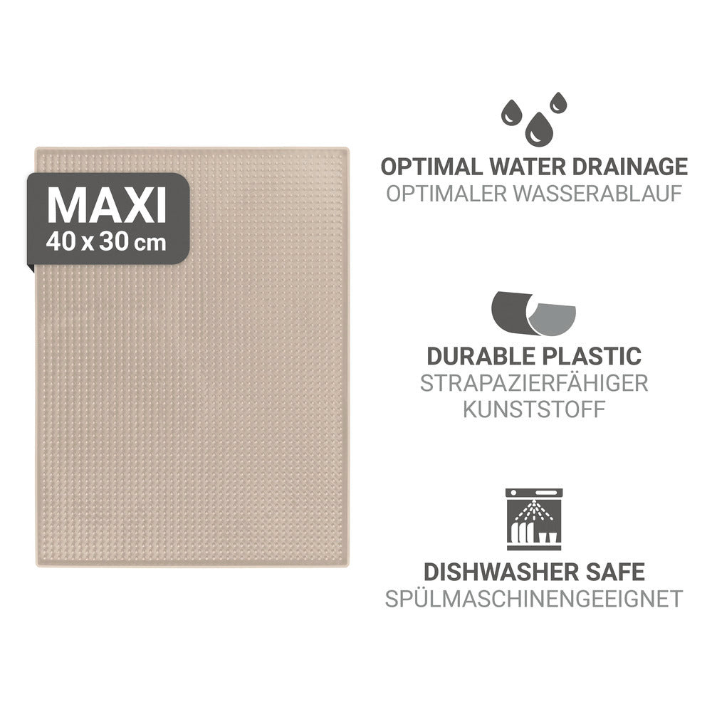 Oppvaskmatte Maxi beige plast 40x30 cm nærbilde