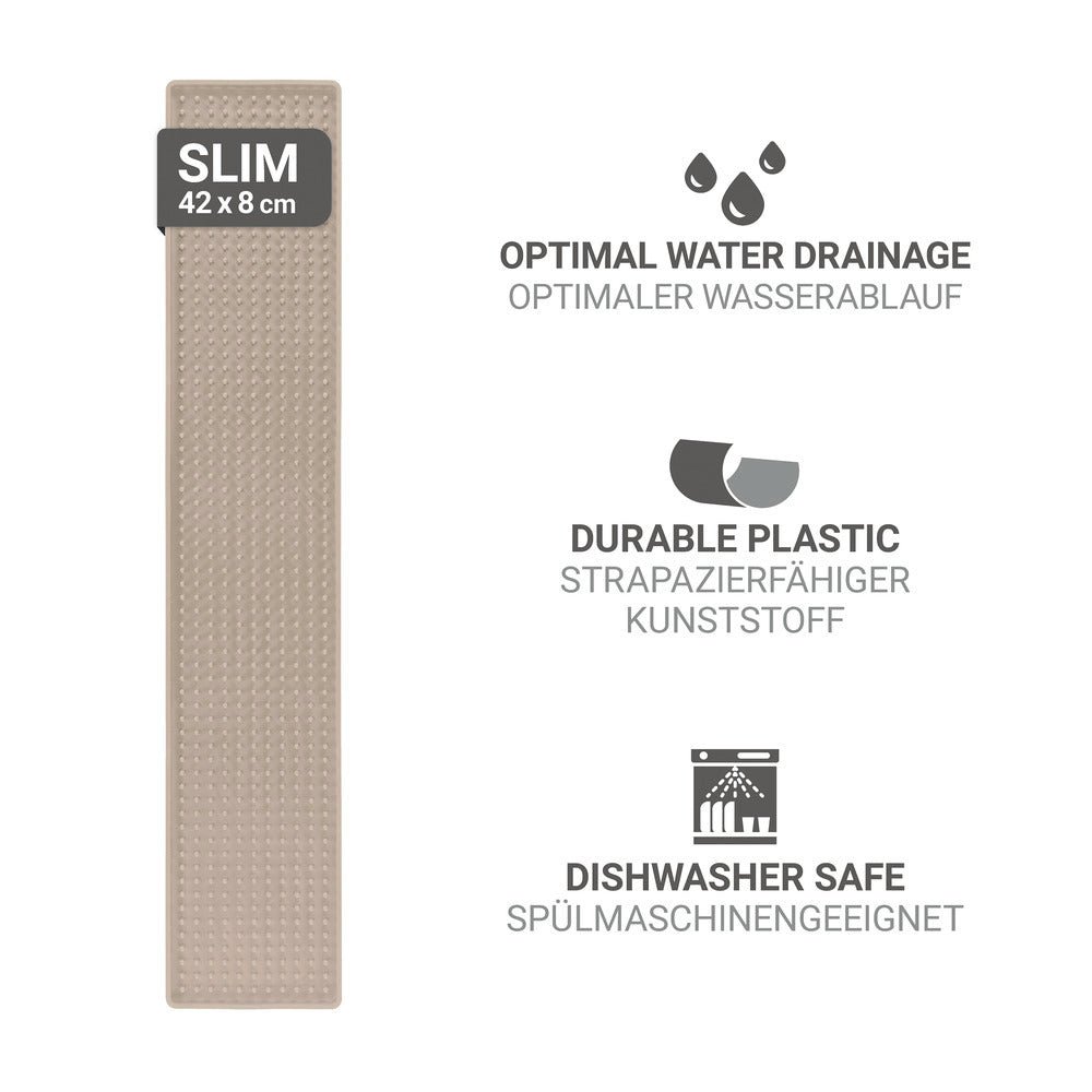 Oppvaskmatte Slim beige plast 42x8 cm nærbilde