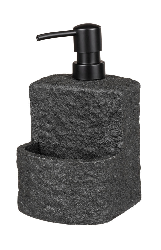 Oppvaskmiddeldispenser Festival Stone svart polyresin med svamp