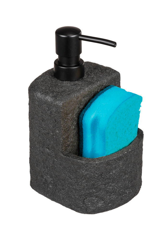 Oppvaskmiddeldispenser Festival Stone svart polyresin sidemontasje