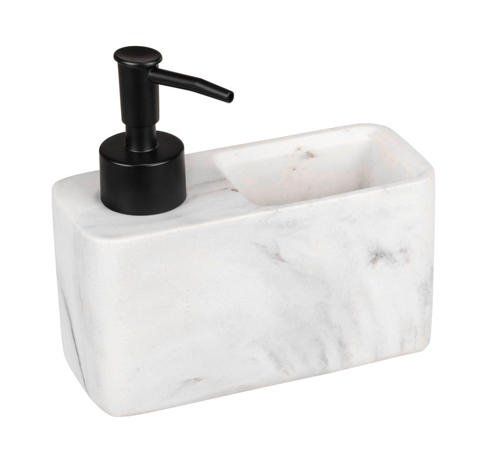 Oppvaskmiddeldispenser marmor med svamprom polyresin forfra