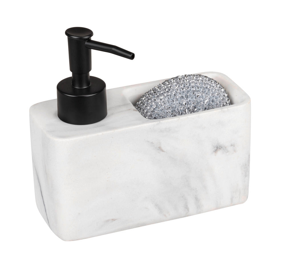 Oppvaskmiddeldispenser marmor med svamprom polyresin bakside