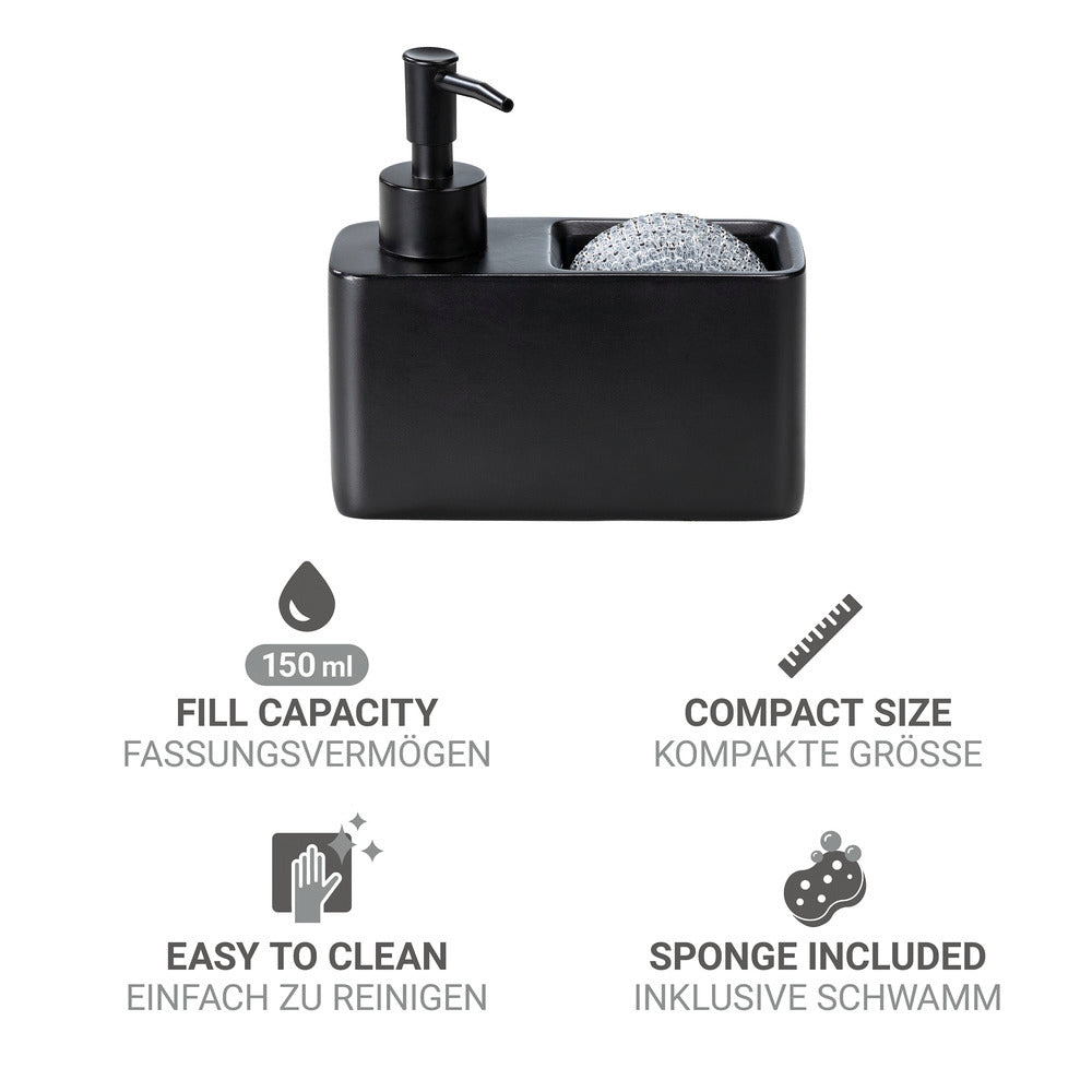 Oppvaskmiddeldispenser svart 150 ml - Wenko bakside