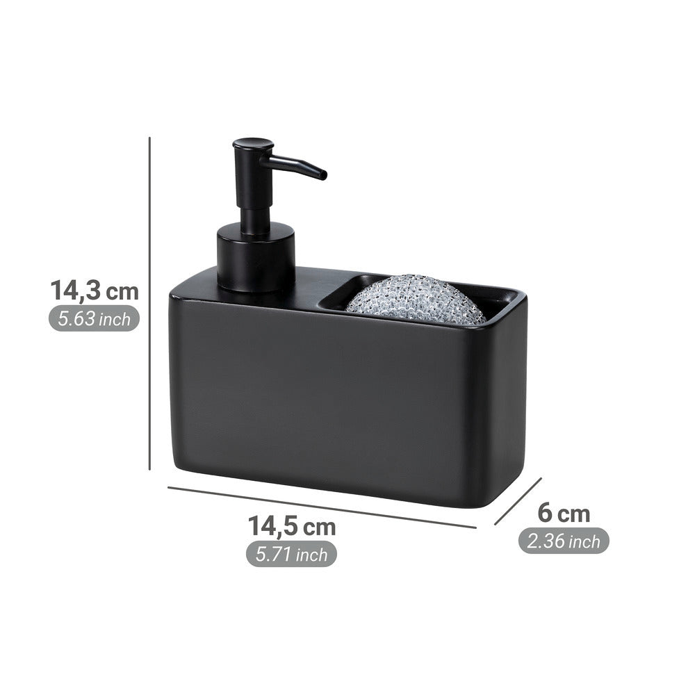 Oppvaskmiddeldispenser svart 150 ml - Wenko montert på kjøkkenbenk