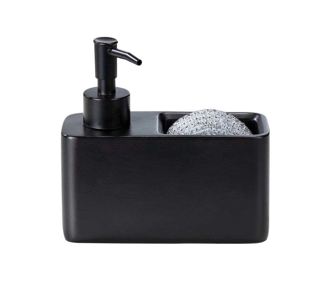 Sideprofil av Oppvaskmiddeldispenser svart 150 ml - Wenko