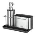 Oppvaskorganiserer rustfritt stål 21x18,5x11,5 cm med såpedispenser forfra