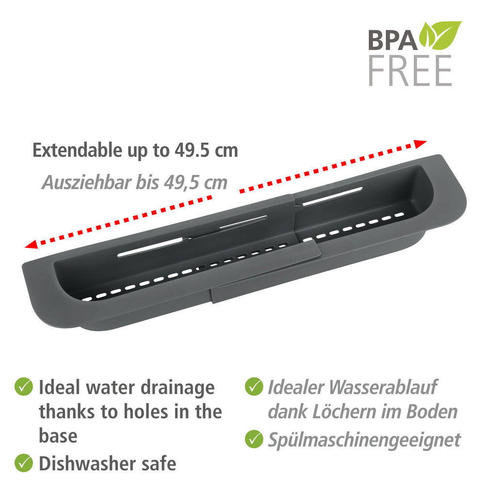 Oppvaskorganiserer uttrekkbar opptil 49,5 cm grå plast Wenko detalj