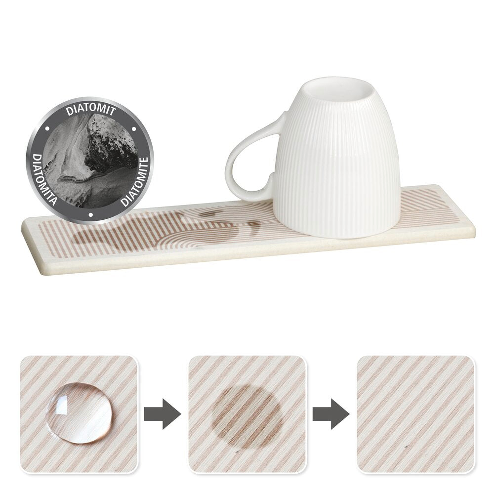 Oppvaskplate Damon beige diatomitt 30x8 cm med vannoppsamling