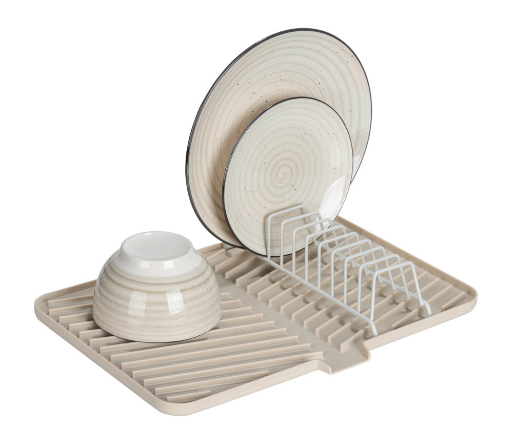 Oppvaskstativ beige plast 43x31 cm med avtakbart rist forfra