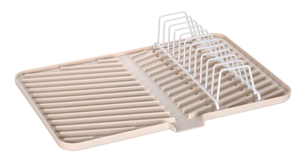 Oppvaskstativ beige plast 43x31 cm med avtakbart rist bakside