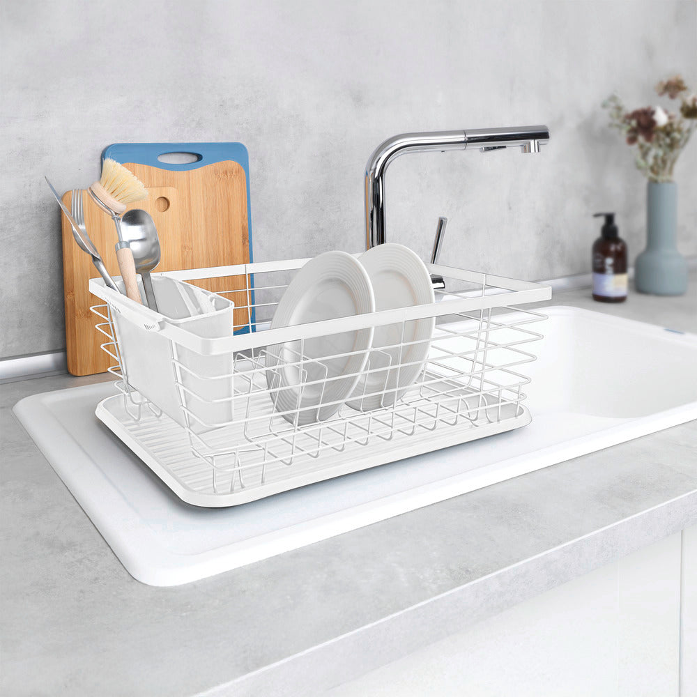 Oppvaskstativ Drip hvit metall/plast 36x15x30 cm montert på benk
