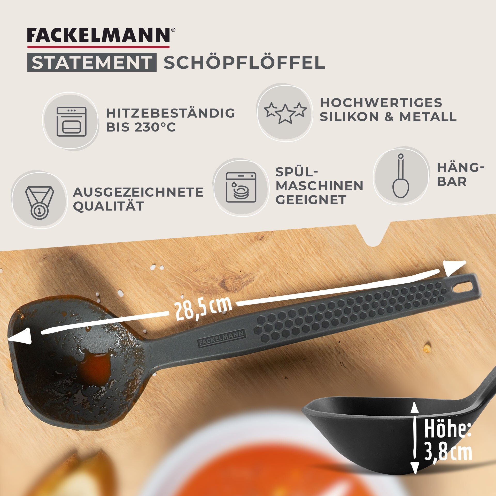 Øse silikon varmebestandig opp til 230°C detalj