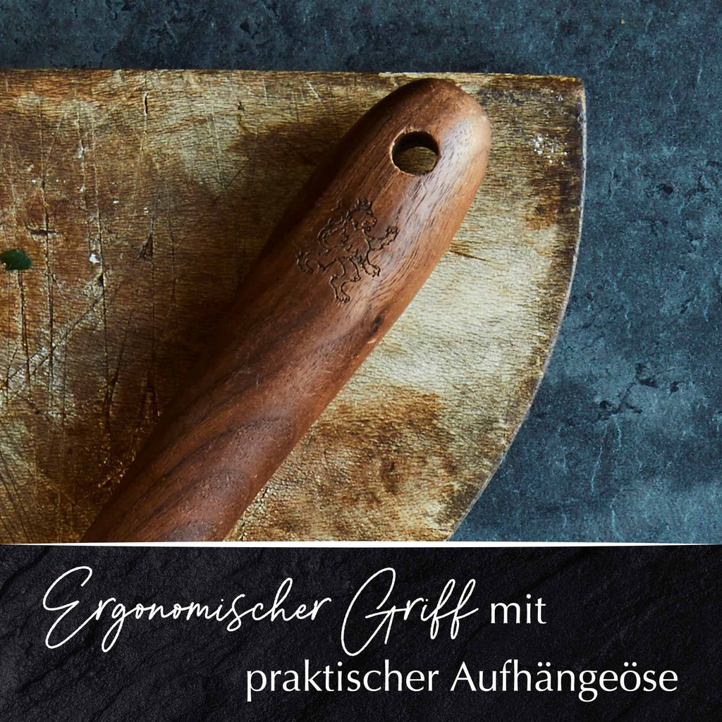 Nærbilde av håndtak på øse valnøttre og rustfritt stål 29 cm Black Walnut - Stanley Rogers