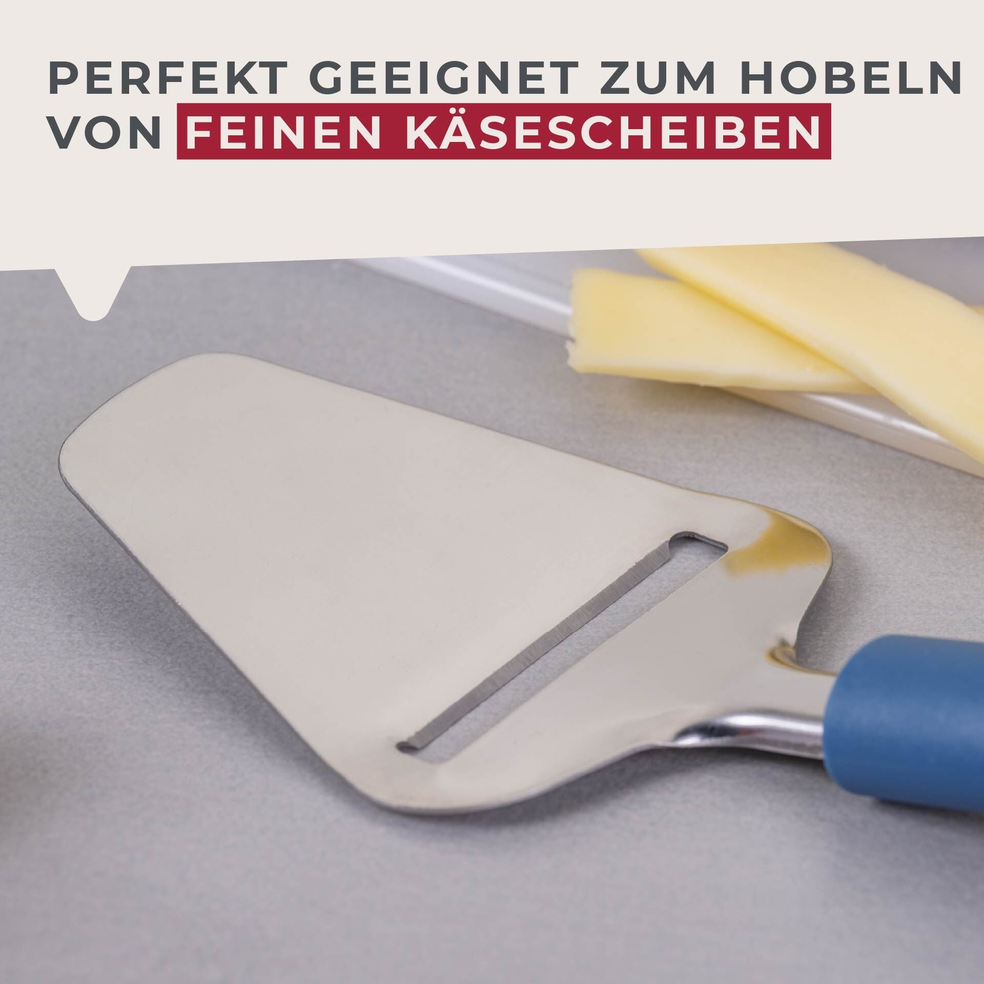 Ostehøvel blå 22 cm Essential - sideprofil