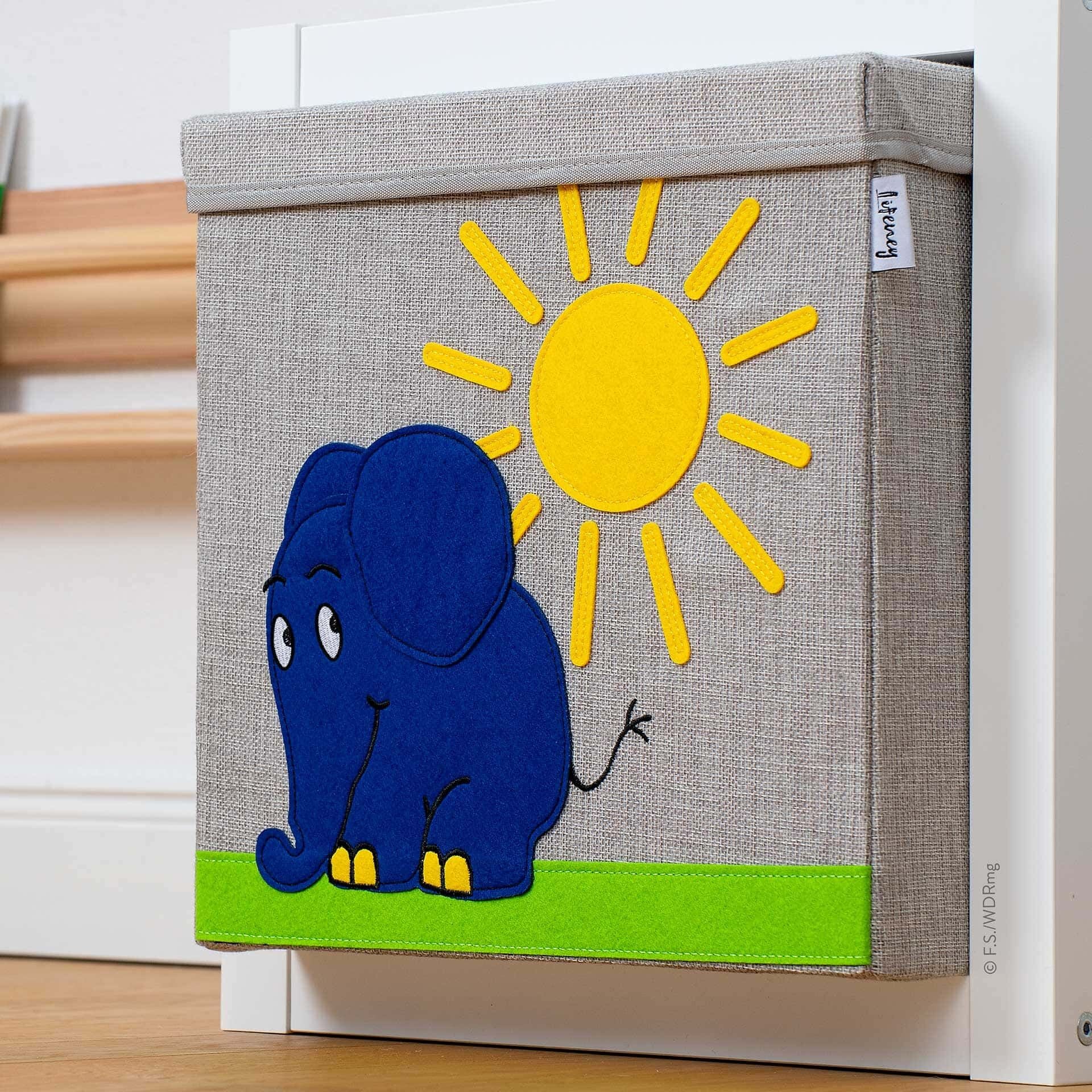 Oppbevaringsboks med lokk DieMaus elefant sett ovenfra