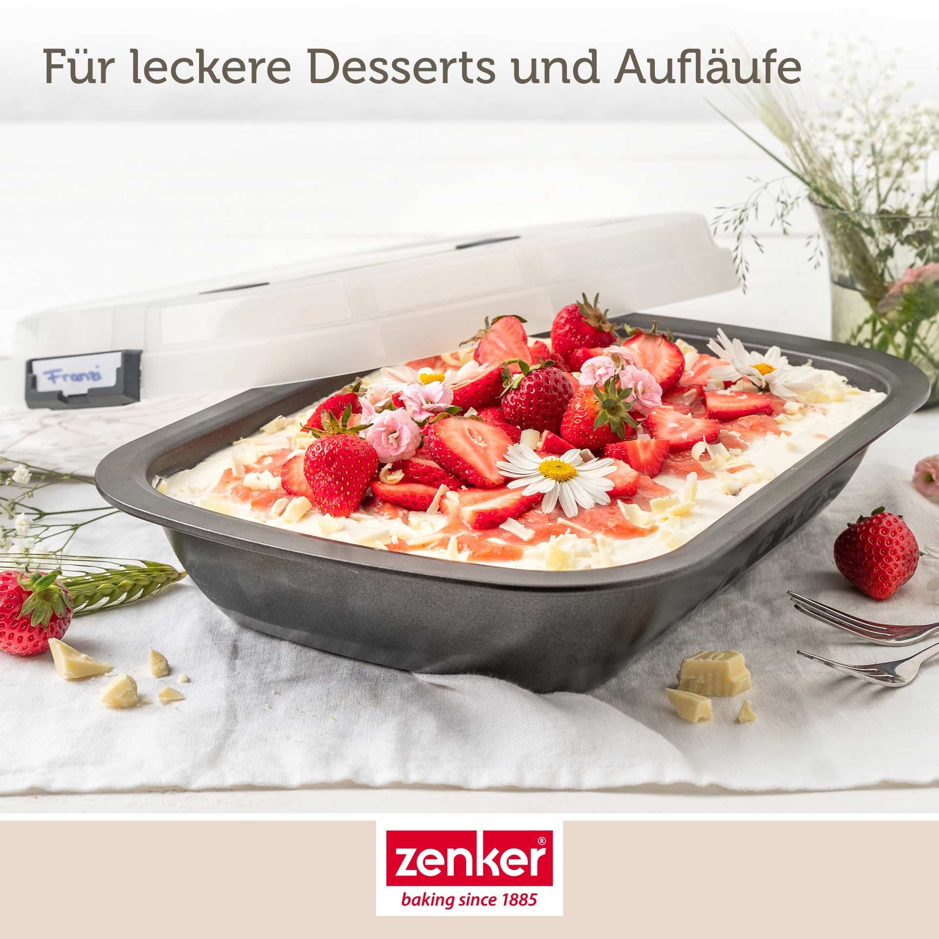 Ovnsform 34x25x6 cm med transportlokk non-stick - Zenker helhetsbilde