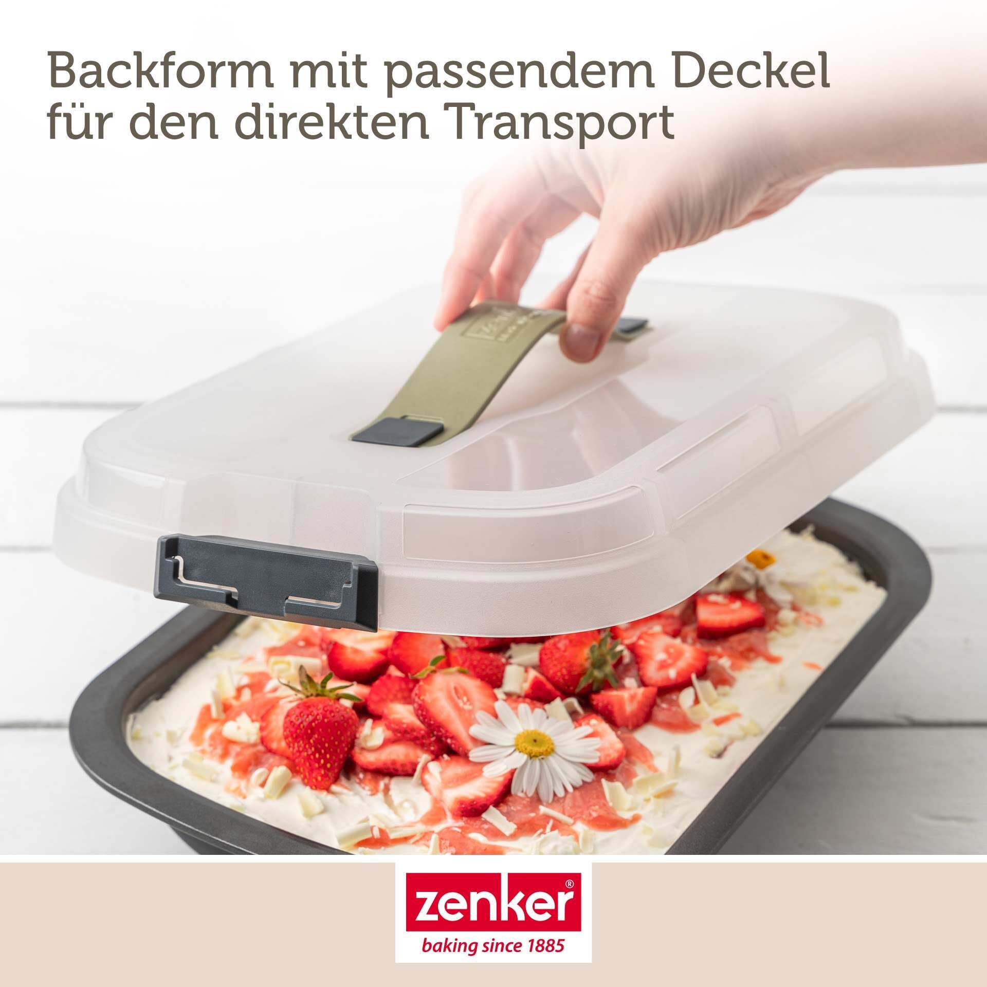 Ovnsform 34x25x6 cm med transportlokk non-stick - Zenker pakket for transport