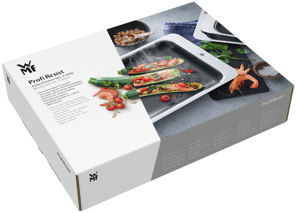 Ovnsform sett 3-delt rustfritt stål non-stick Profi Resist - WMF sett fra siden