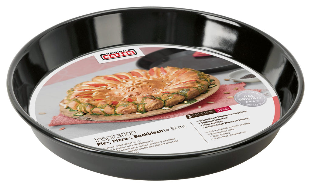 Detalj av emaljebelegg på pai- og pizzaplate 32 cm emaljert stål Inspiration - Kaiser