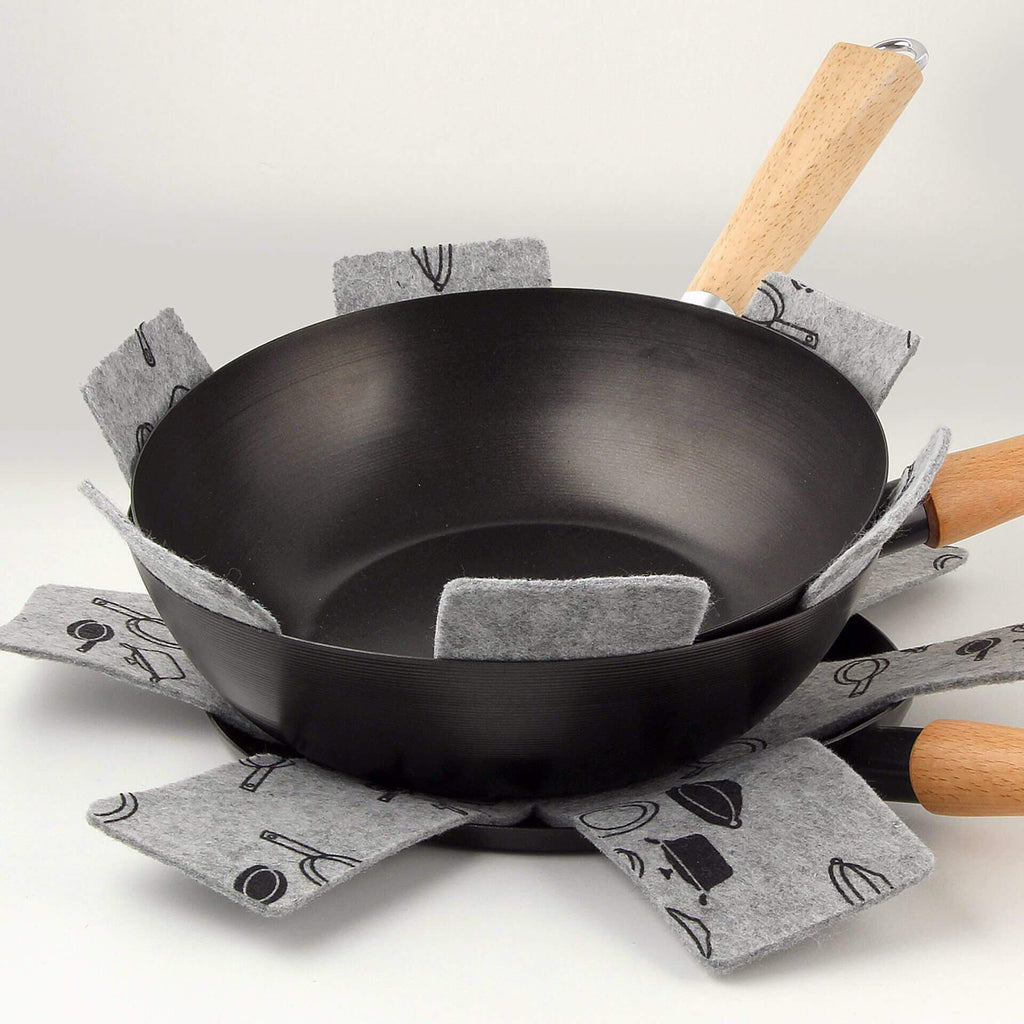 Pannebeskyttelse Ø38 cm 2-delt sett kunstfilt fra Fackelmann bakside
