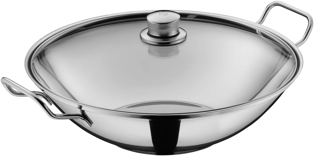 Party Taiwan wok-sett 36 cm rustfritt stål med glasslokk bakside