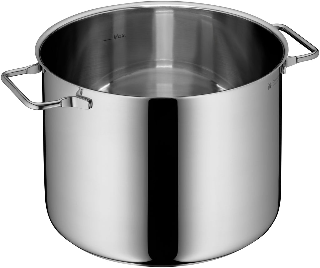 Oversikt av Pastagryte med sil rustfritt stål 24 cm 7 L glasslokk - WMF med lokk