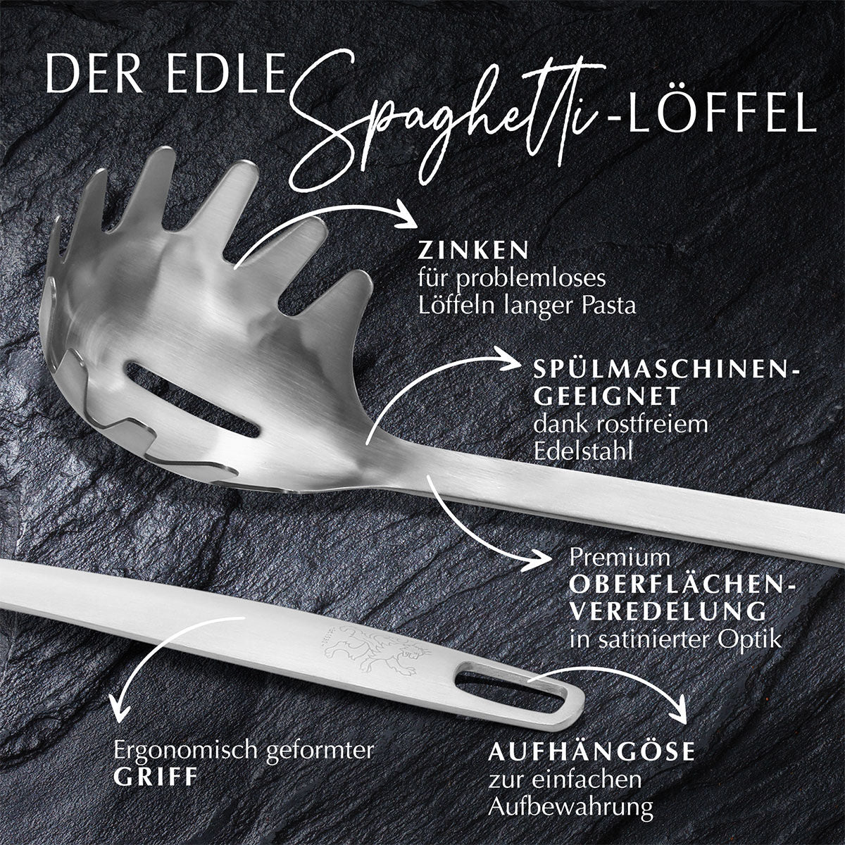Pastaskje 31 cm rustfritt stål satinfinish - Stanley Rogers montert