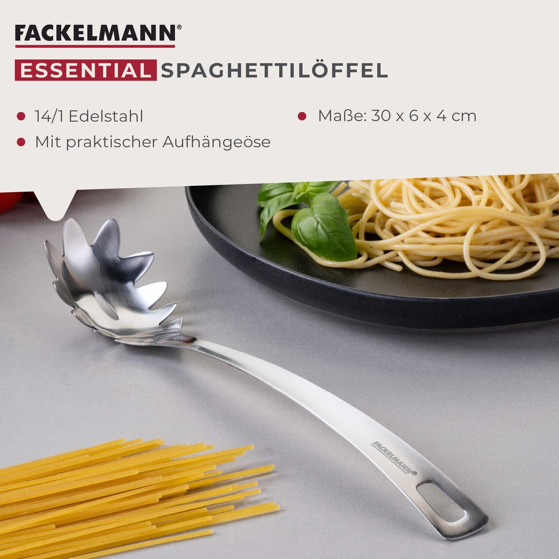 Pastaskje rustfritt stål 30 cm Essential - Fackelmann montert på kjøkken